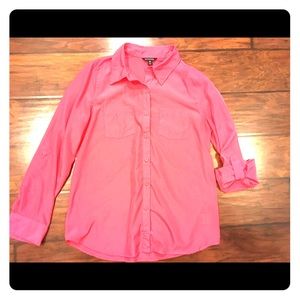 💋hot pink 🌺 button front blouse S